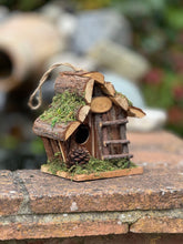 Load image into Gallery viewer, Handmade wooden Birdhouse with wooden stairs &amp; acorn design 16 x 11 x 17cm
