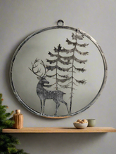 Charger l&#39;image dans la galerie, Handmade reindeer and tree silver wall art for indoors/outdoors 30 x 1 x 32cm
