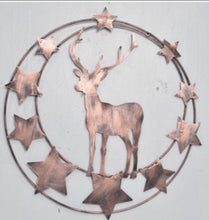 Load image into Gallery viewer, Handmade reindeer bronze wall art for indoors/outdoors 30 x 1 x 32cm
