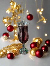 Load image into Gallery viewer, Glass red wine glass bauble tree hanging decoration/Christmas/seasonal/ glass hanging item
