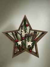 Indlæs billede til gallerivisning Handmade Christmas table wooden star deco 35 x 35 x 5cm decor/christmas/seasonal/shelf seasonal decorations
