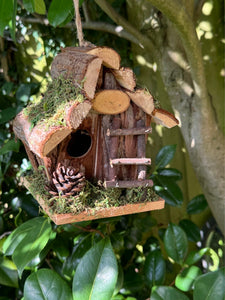 Handmade wooden Birdhouse with wooden stairs & acorn design 16 x 11 x 17cm