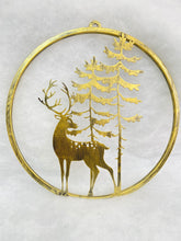 Afbeelding in Gallery-weergave laden, Handmade reindeer and tree gold wall art for indoors/outdoors 30 x 1 x 32cm
