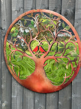 Load image into Gallery viewer, Rusty tree of life with heart and lovebirds wall art peeling effect 60cm acrylic mirror suitable for indoors/outdoors anniversary/birthday gift - Marissa&#39;s Garden &amp; Gift
