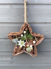 Load image into Gallery viewer, Handmade Hanging star wreath 25 x 25 x 6cm Christmas/seasonal hanging wreath
