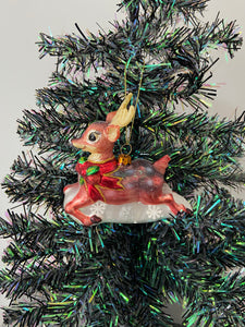 Glass Christmas deer woodland animal Christmas bauble tree hanging decoration/christmas/seasonal/ glass hanging item