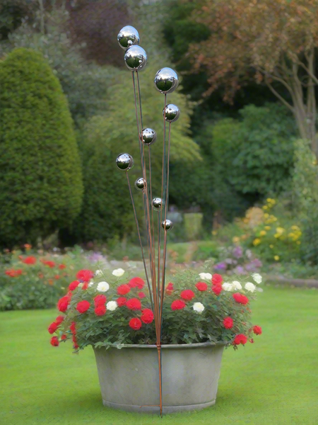 Handmade stainless steel balls rusty poles garden decor,Metal garden decor, metal yard art, outdoor metal decor,metal garden sculpture 199cm