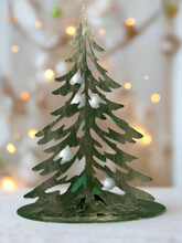 Afbeelding in Gallery-weergave laden, Handmade Christmas metal tree table decoration green with  gold brushed effect 32 x 8 x 40cm
