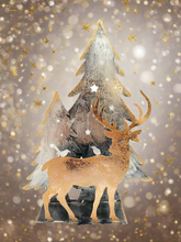 Load image into Gallery viewer, Handmade Christmas trees and reindeer t-light holder 34 x 10 x 45cm
