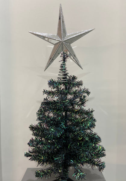 Handmade mirrored and glittered  tree topper measuring 28 x 6.5 x 31cm