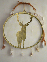 Laden Sie das Bild in den Galerie-Viewer, Handmade reindeer gold wall art for indoors/outdoors 30 x 1 x 32cm
