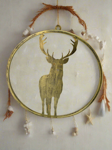 Handmade reindeer gold wall art for indoors/outdoors 30 x 1 x 32cm - Marissa's Garden & Gift