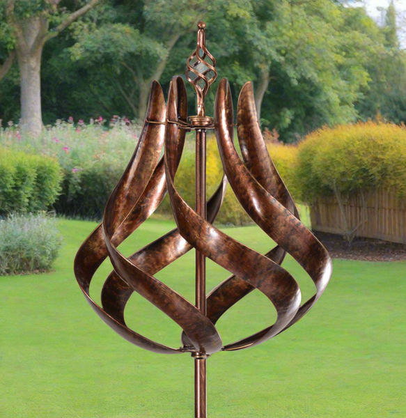 Roseland burnished gold garden wind sculpture spinner - Marissa's Garden & Gift