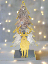 Load image into Gallery viewer, Handmade Christmas tree and reindeer t-light holder
