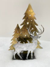 Charger l&#39;image dans la galerie, Handmade Christmas trees and reindeer t-light holder 34 x 10 x 45cm
