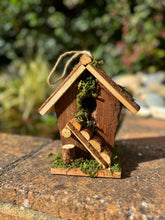 Load image into Gallery viewer, Handmade wooden birdhouse hut with ladder 18x12x19.5cm
