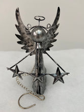 Laden Sie das Bild in den Galerie-Viewer, Handmade powder coated Christmas hanging angel with stars measuring 6 x 5 x13cm
