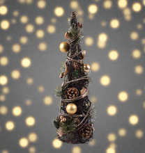 Load image into Gallery viewer, Handmade Christmas tree ornament with baubles 11 x 11 x 35cm
