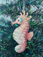 Load image into Gallery viewer, Glass sea horse Christmas bauble tree hanging decoration/christmas/seasonal/ glass hanging item
