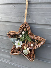 Load image into Gallery viewer, Handmade Hanging star wreath 25 x 25 x 6cm Christmas/seasonal hanging wreath
