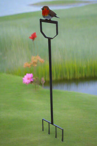 Handmade powder coated Robin on a spade sculpture 105cm tall - Marissa's Garden & Gift