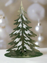 Indlæs billede til gallerivisning Handmade Christmas metal tree table decoration green with  gold brushed effect 32 x 8 x 40cm
