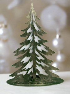 Handmade Christmas metal tree table decoration green with  gold brushed effect 32 x 8 x 40cm