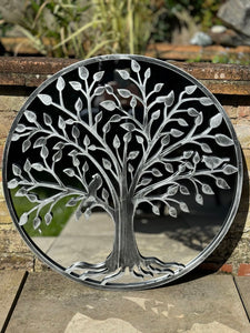 Tree of life silver resin touch Outdoor/Indoor mirror/ mirrored wall art