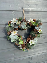 Load image into Gallery viewer, Handmade hanging heart wreath 30 x 29 x 10cm Christmas /seasonal hanging wreath
