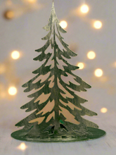 Charger l&#39;image dans la galerie, Handmade Christmas metal tree table decoration green with  gold brushed effect 32 x 8 x 40cm
