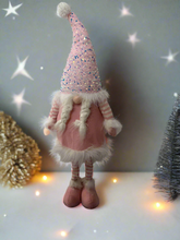 Load image into Gallery viewer, Handmade extending legs pink sequined gonk 77cm
