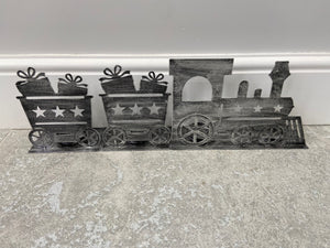 Handmade Christmas silver three piece train set measuring 50 x 8 x 16cm - Marissa's Garden & Gift