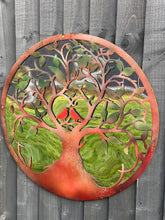 Load image into Gallery viewer, Rusty tree of life with heart and lovebirds wall art peeling effect 60cm acrylic mirror suitable for indoors/outdoors anniversary/birthday gift - Marissa&#39;s Garden &amp; Gift
