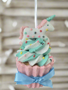 Resin unicorn cupcake Christmas bauble tree hanging decoration/christmas/seasonal/ resin hanging item