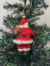 Load image into Gallery viewer, Glass Santa Claus holding a sack/Father Christmas Christmas bauble tree hanging decoration/christmas/seasonal/ glass hanging item
