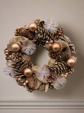 Load image into Gallery viewer, Handmade hanging bronze wreath 34 x 34 x 9cm Christmas/seasonal hanging wreath
