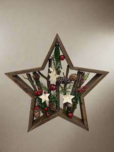 Handmade Christmas table wooden star deco 35 x 35 x 5cm decor/christmas/seasonal/shelf seasonal decorations