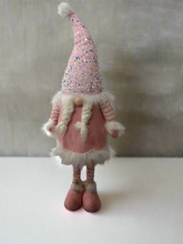 Load image into Gallery viewer, Handmade extending legs pink sequined gonk 77cm
