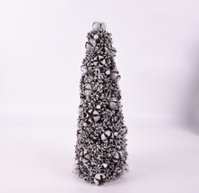 Indlæs billede til gallerivisning Handmade silver Christmas tree ornament 13 x 13 x 35cm seasonal decoration/ Christmas table decor.
