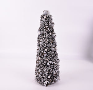 Handmade silver Christmas tree ornament 13 x 13 x 35cm seasonal decoration/ Christmas table decor.