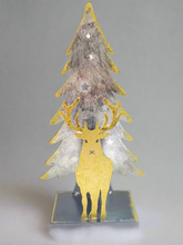 Load image into Gallery viewer, Handmade Christmas tree and reindeer t-light holder
