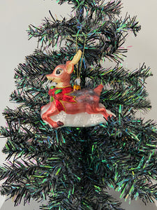 Glass Christmas deer woodland animal Christmas bauble tree hanging decoration/christmas/seasonal/ glass hanging item