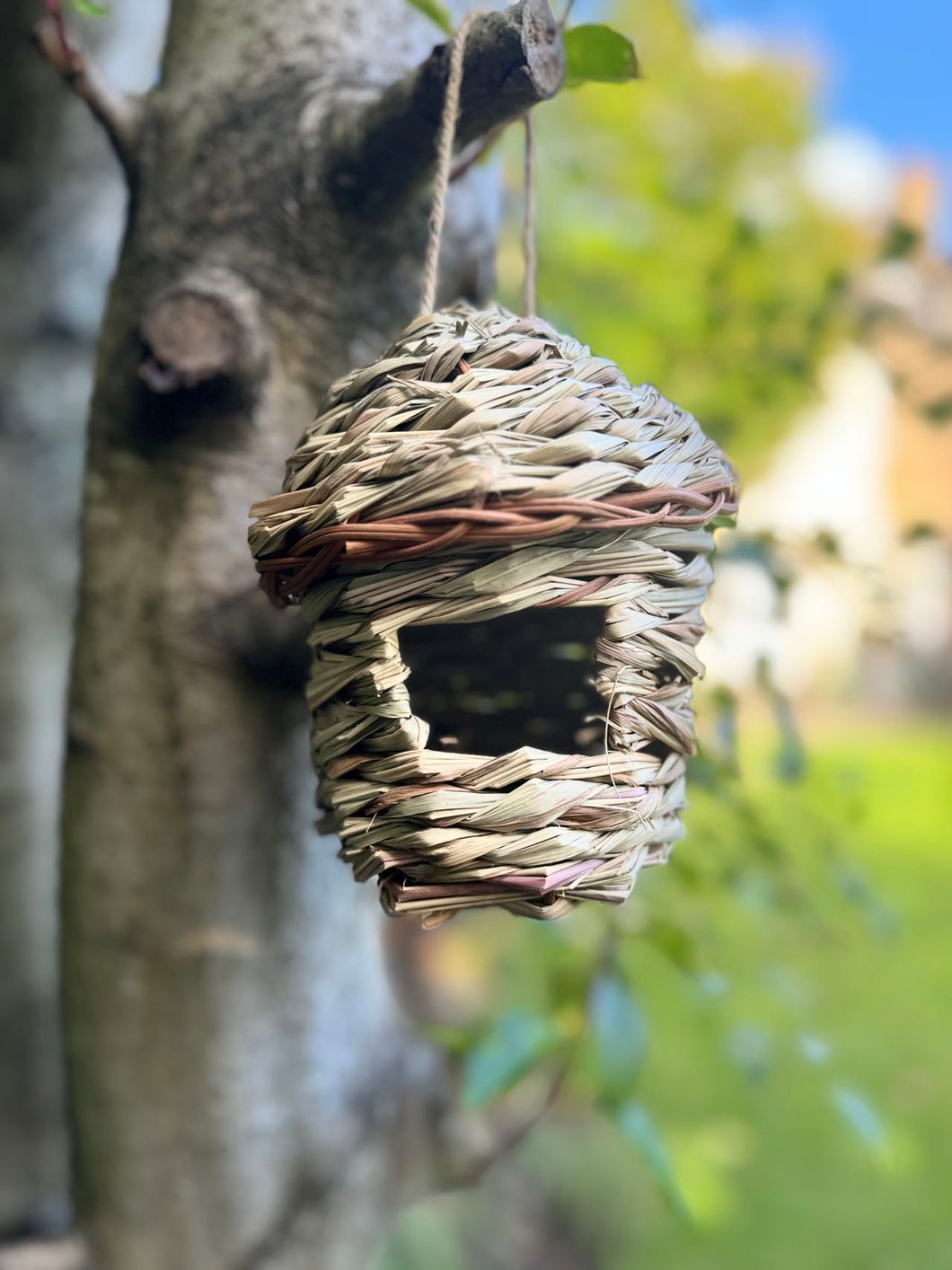 Handmade hut weave rattan birdhouse 14 x 14 x 17cm - Marissa's Garden & Gift