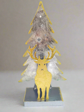 Load image into Gallery viewer, Handmade Christmas tree and reindeer t-light holder
