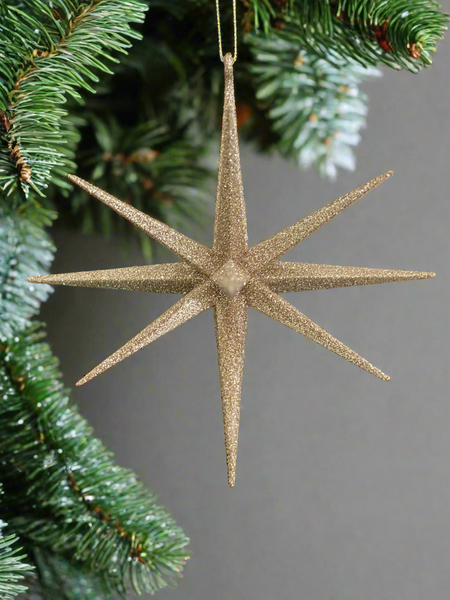 Gold glitter hanging star Christmas bauble tree hanging decoration/christmas/seasonal/ resin hanging item