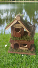 Load image into Gallery viewer, Handmade wooden birdhouse hut with three entrances measuring 16 x 10 x 21cm - Marissa&#39;s Garden &amp; Gift
