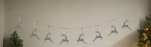 Load image into Gallery viewer, Handmade powder coated hanging silver reindeer garland measuring 150 x 22x 1cm
