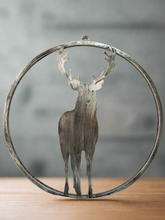 Indlæs billede til gallerivisning Handmade reindeer silver wall art for indoors/outdoors 30 x 1 x 32cm
