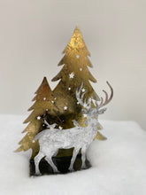 Load image into Gallery viewer, Handmade Christmas trees and reindeer t-light holder 34 x 10 x 45cm
