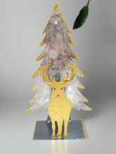 Load image into Gallery viewer, Handmade Christmas tree and reindeer t-light holder
